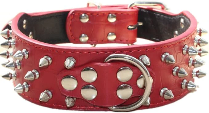 Traditional Serijoars Spiked Studded Dog Collar PU Leather Dog Collar Adjustable Pet Premium