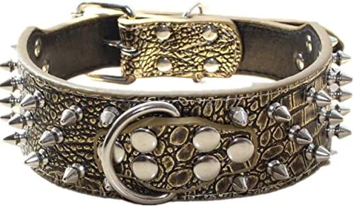 Efficient Serijoars Spiked Studded Dog Collar PU Leather Dog Collar Adjustable Pet Prestigious