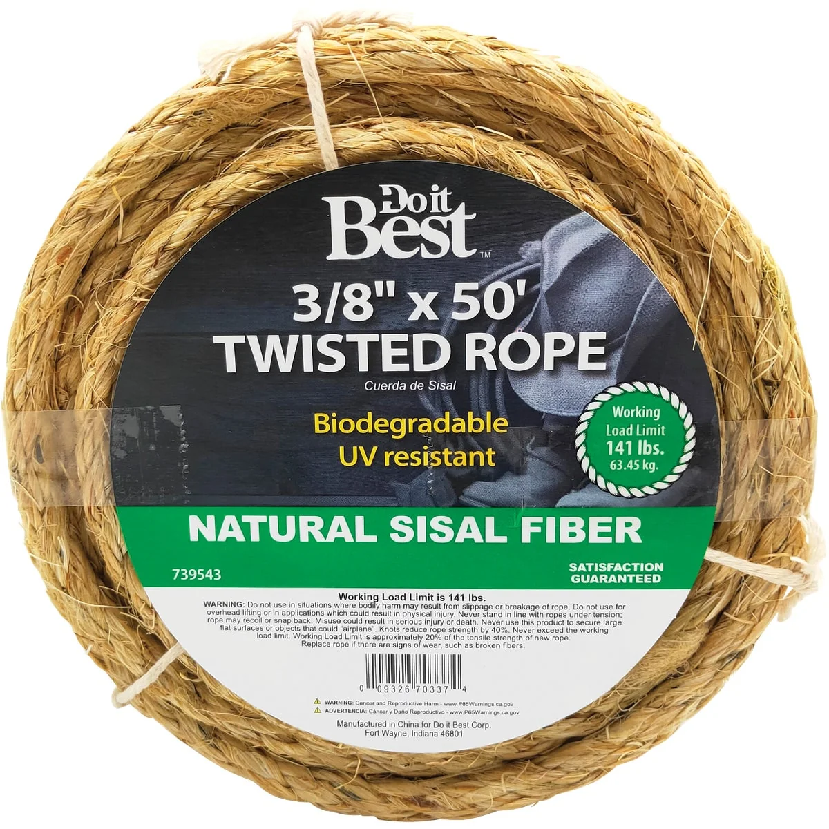 Relaxed Do it 3 8 In. x 50 Ft. Natural Twisted Sisal Fiber Packaged Rope Minimalist
