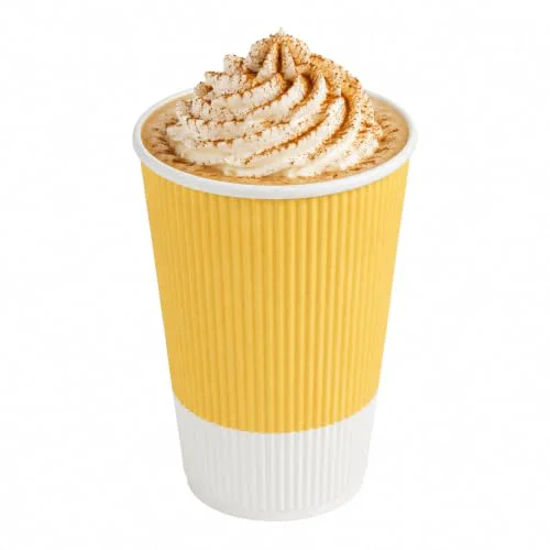 Pure Ripple Wall Coffee Cups 25 Count 16 Ounce Insulated Light Yellow Paper Cups Official