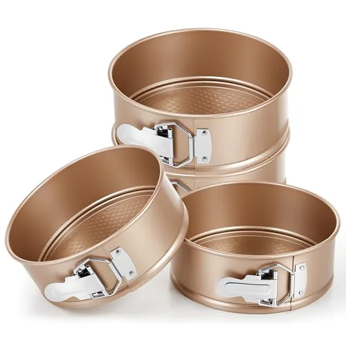 Relaxed 4 Pcs 7 Inch Non Stick Springform Pan with Removable Bottom Carbon Steel Round Springform Cheesecake Pan with Stainless Steel Spring Buckles for Baking Kitchens Restaurant 4 Count Fine Crafted