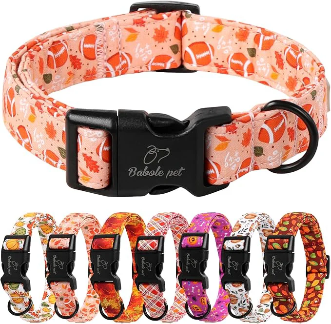 Enhanced Fall Dog Collar Cute Football Pattern Puppy Collar Eco-Friendly