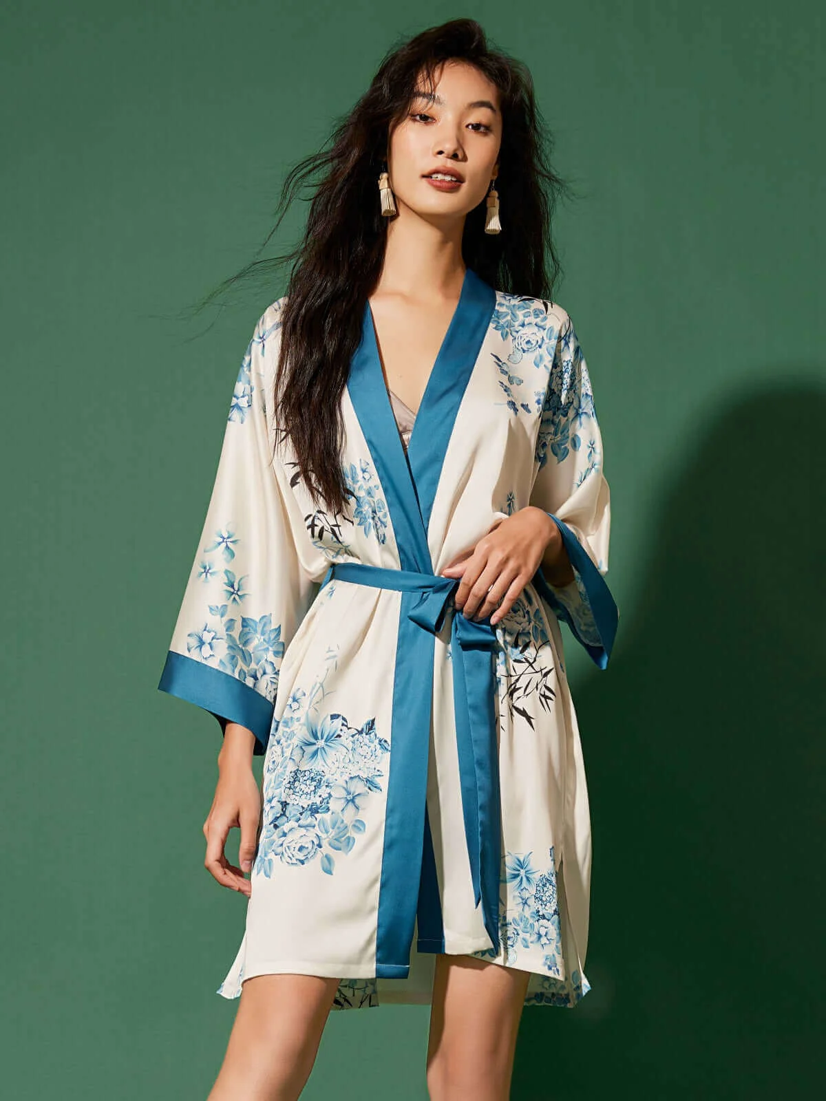 Casual Short Kimono Robe bamboo Premium