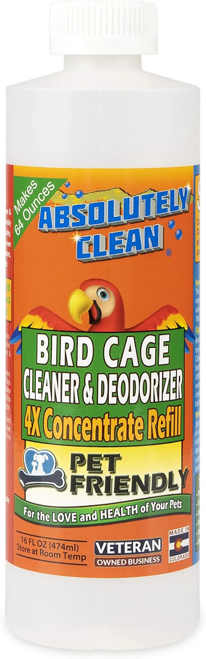 Long-Lasting Absolutely Clean Bird Cage Cleaner and Deodorizer Refined