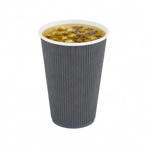 User-Friendly Ripple Wall Coffee Cups 25 Count 16 Ounce Insulated Gray Paper Cups First-Class