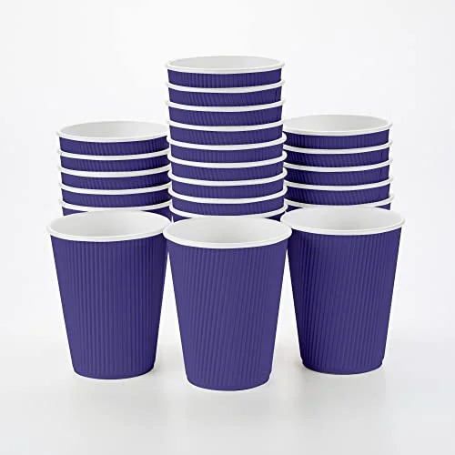Reusable Ripple Wall Coffee Cups 25 Count 12 Ounce Insulated Royal Purple Paper Cups Original