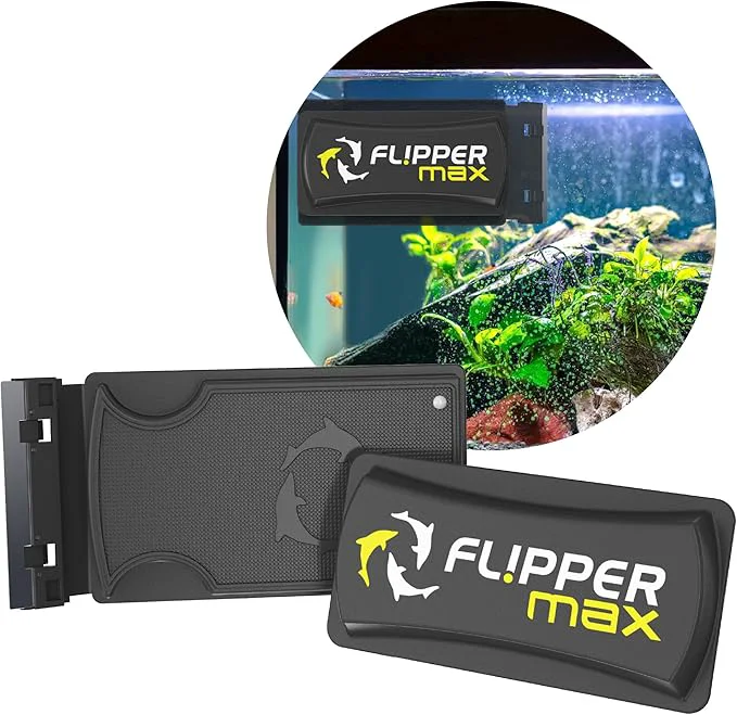 Healthy FLIPPER Max Magnetic Aquarium Glass Cleaner – 2-in-1 Scrubber and Scraper Advanced
