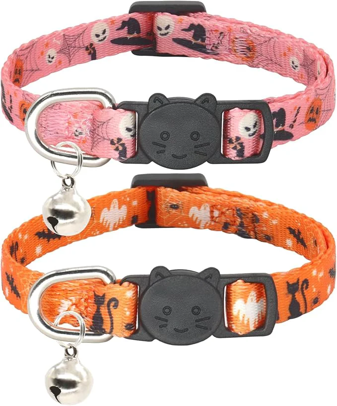 Effective Halloween Cat Collar 2 Pack Breakaway Cute Cat Collar Functional