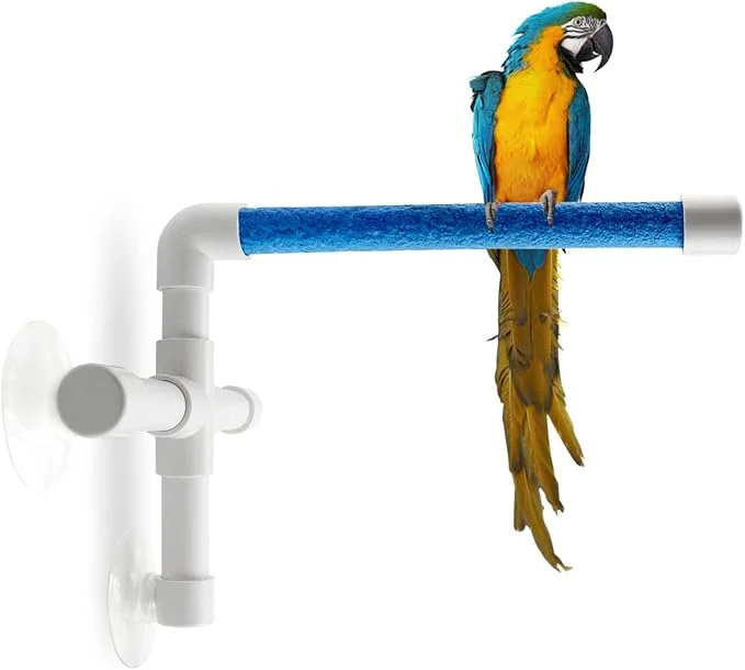 Stylish Bird Shower Perch with Suction Cup Parrot Window Perch Stand Parakeet Bath Easy-to-Use