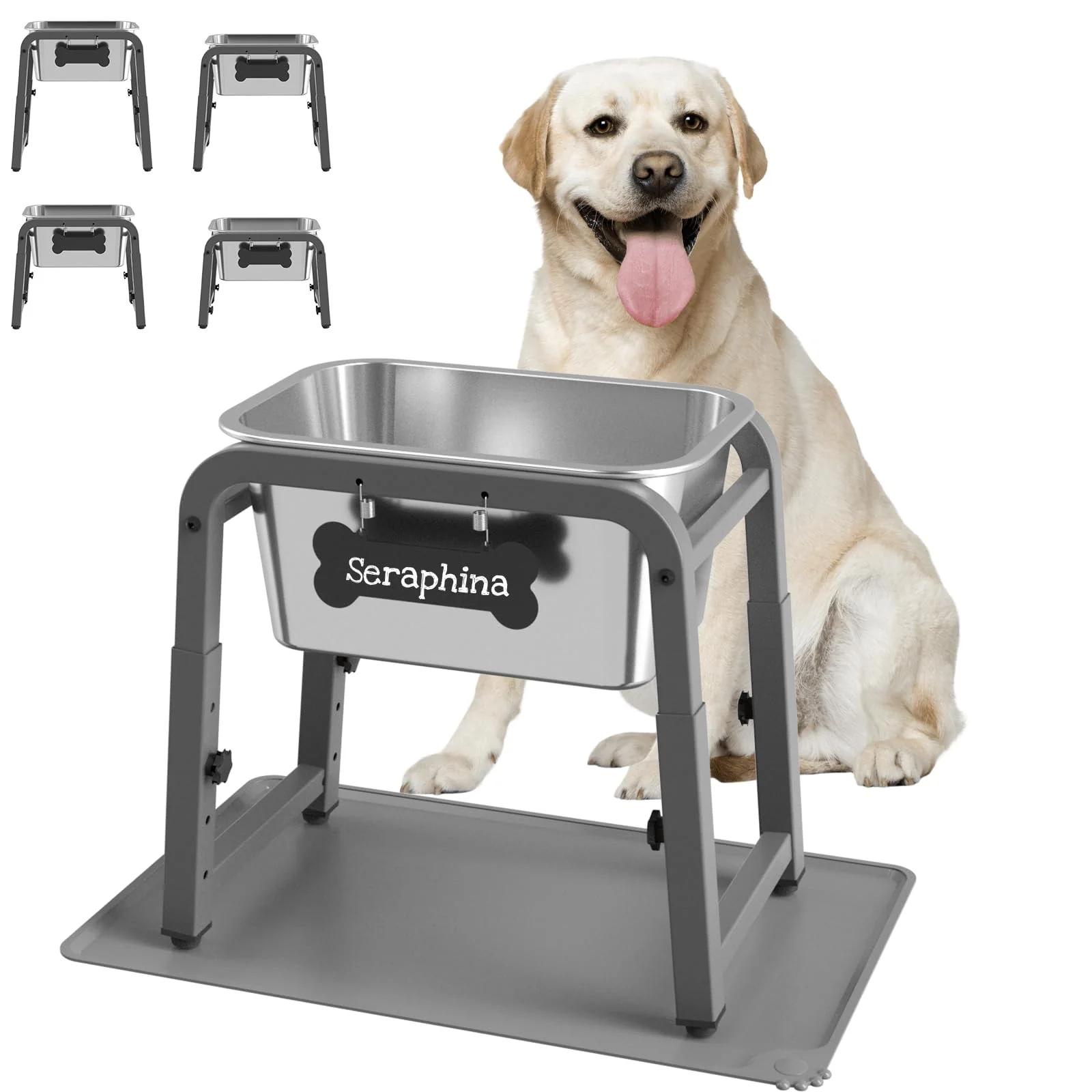 Soft TIDANT 1.85 Gallon d Large Dog Water Bowl with Mat Adjustable Height 12-17in Raised Stand for Large Breeds Original Design