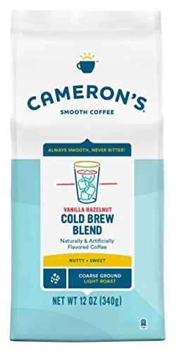 Natural Vanilla Hazelnut Cold Brew Blend Flavored Coarse 12 Ounce Traditional