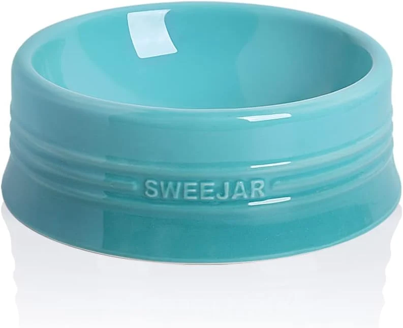 Versatile Sweejar Gradient Dog Bowl Ceramic Dog Food Dish for Large Dogs and Large Cat Porcelain Pet Bowl for Food and Water 32 oz Gradient Blue Practical
