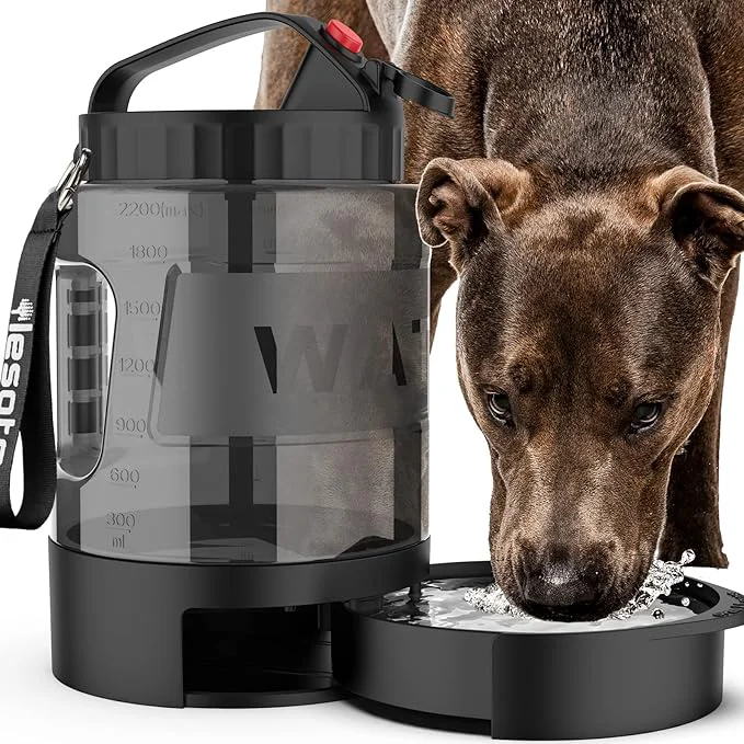 Original Design lesotc Portable Dog Travel Water Bottle 77oz Large Travel Water Bowl for Dogs Camping Hiking Beach Hunting Essentials Big Pet Bottles Bowl Water Dispenser for On The Go Park Car Walking AccessoriesAbout ThisOverview Original