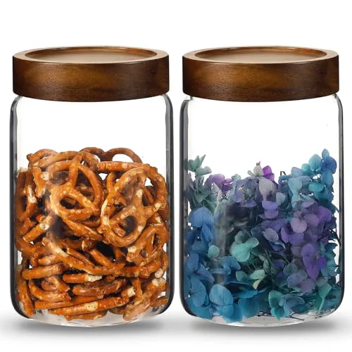 Superior 30oz Glass Jars with Airtight Lid Sugar Coffee coffee Storage Container Round Glass Candy Canisters for Spice Kitchen Seasoning Tea Herb Overnight Oats Bar Parfait Snacks 2 Count User-Friendly