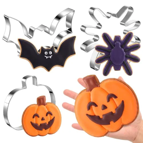 Clean 3 Pcs 7.5 Inch Large Halloween Cookie Cutters Set Extra Large Pumpkin Bat Spider Shapes Stainless Steel Metal Giant Cookie Cutters Molds for Halloween Day Baking Party Kitchen Accessories 3 Count Unique