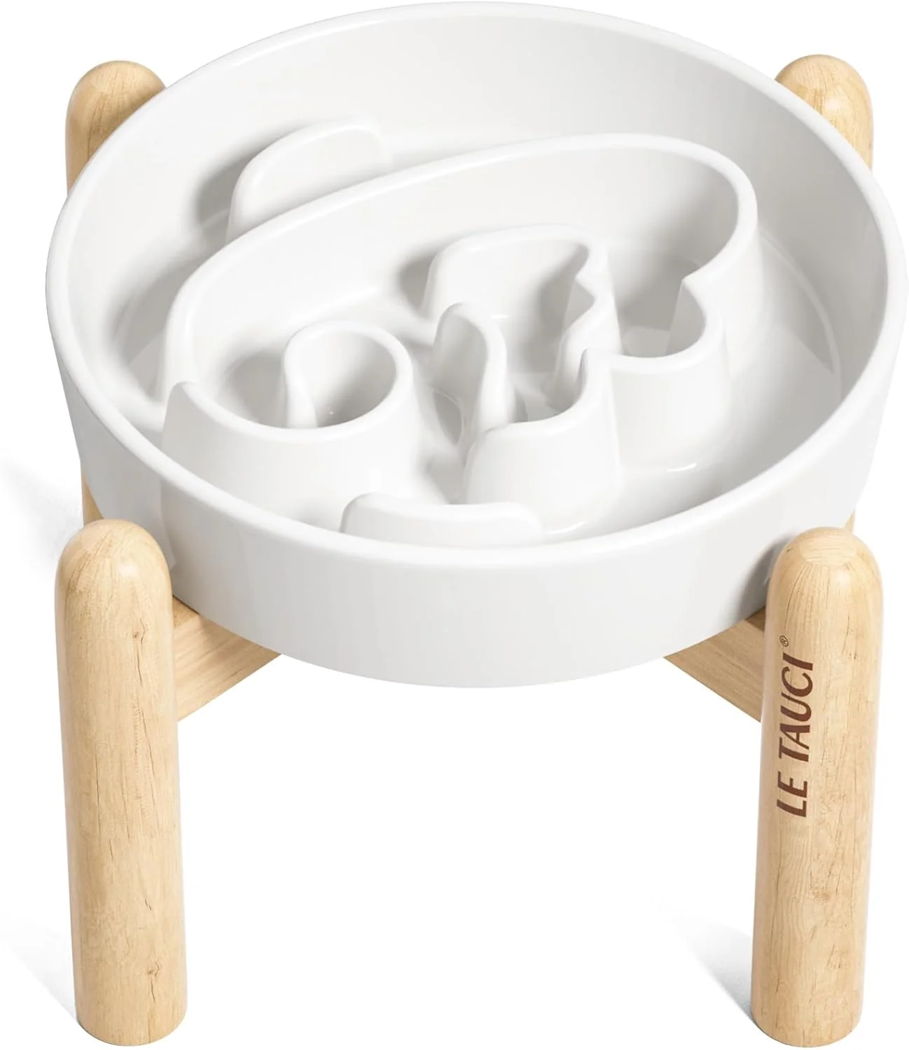 Traditional LE TAUCI Ceramic Slow Feeder Dog Bowls Small Breed 0.6 Cups d Dog Bowl for Fast Eaters Puzzle Bowl for Small Dogs and Cats Angle White Verified