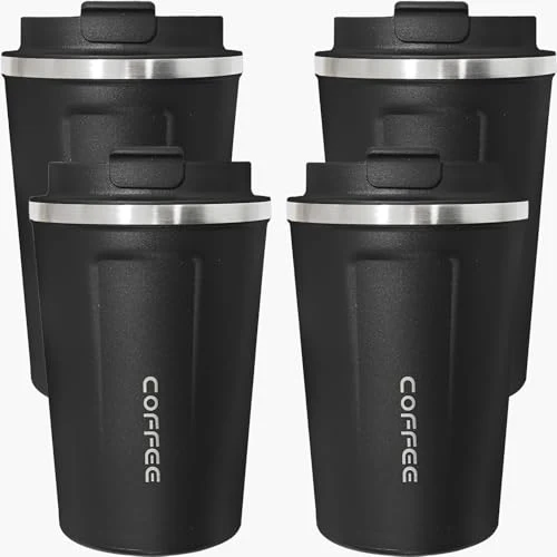 Superior 4 Pack Travel Coffee Mug 12oz Insulated Coffee Cup with Lid 4 Count Professional