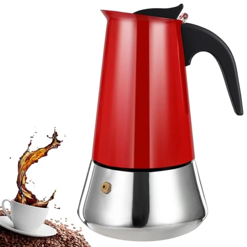 Premium Material 4 Cup Stovetop Espresso Maker Stainless Steel Moka Pot Stove Top Percolator Italian Coffee Makers Capable Mocha Greca Machine Cafe Classic Induction Cookers for Home and Camping 200ml 6.6oz Crafted