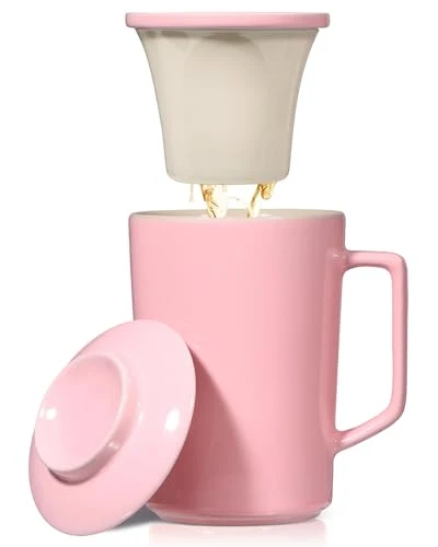 Smart 15 OZ Porcelain Tea Infuser Cup with Lid Exceptional