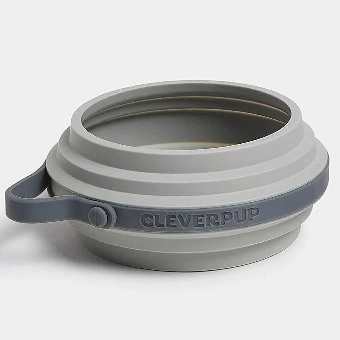 Verified Cleverpup Nomad Small Collapsible Travel Dog Bowl – 2 Cup BPA- Silicone for Small Medium Dogs Portable Sturdy Food Water Dishwasher Safe – GreyAbout ThisOverview Unique