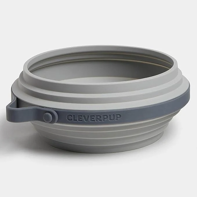 World-Class Cleverpup Nomad Large Collapsible Travel Dog Bowl – 4 Cup BPA- Silicone for Medium Large Dogs Portable Food Water Dishwasher Safe – GreyAbout ThisOverview Fine Crafted