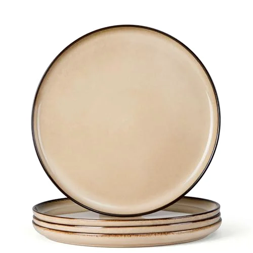 High-Quality Ceramic 10.43 Inch Dinner Plates Set of 4 4 Count Green