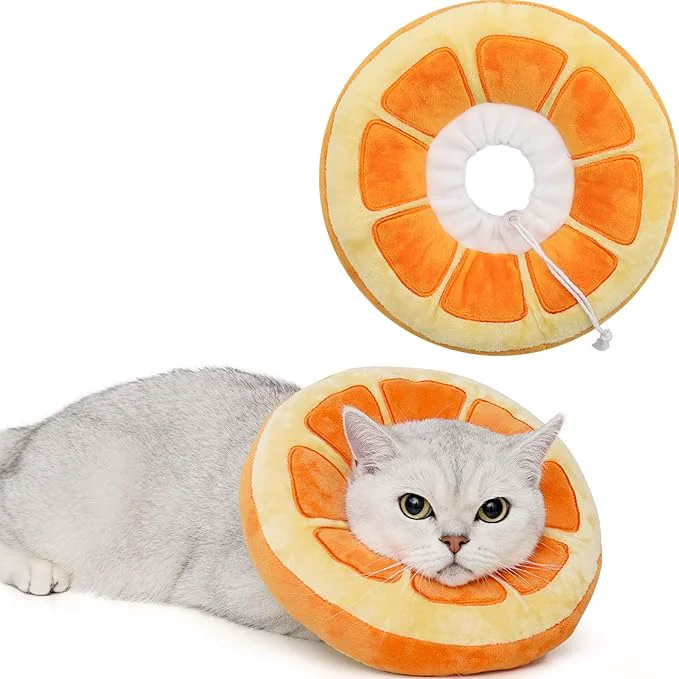 Dependable ANWA Adjustable Cat Cone Collar Soft Cute Cat Donut Collar After Surgery Secure
