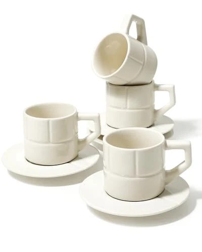 Solid Ceramic Coffee Mugs Set of 4 4 Count Soft