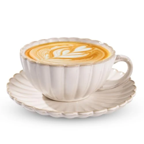 Exceptional Ceramic Latte Cup with Saucer Verified