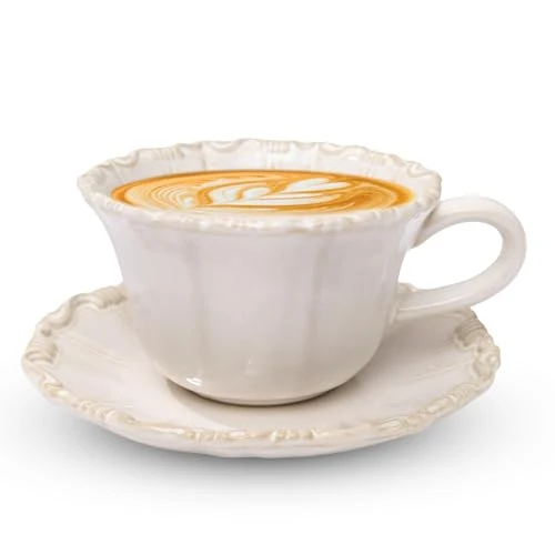 Pure Ceramic Latte Cup with Saucer Stylish