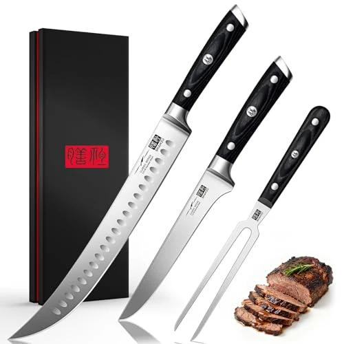 Environmentally Friendly 3Pcs BBQ Carving Knife Set with Sheath Effective