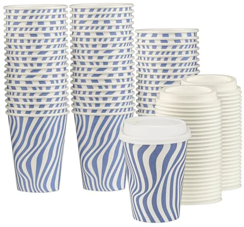Authentic Disposable Coffee Cups with Lids 50 Count Enhanced