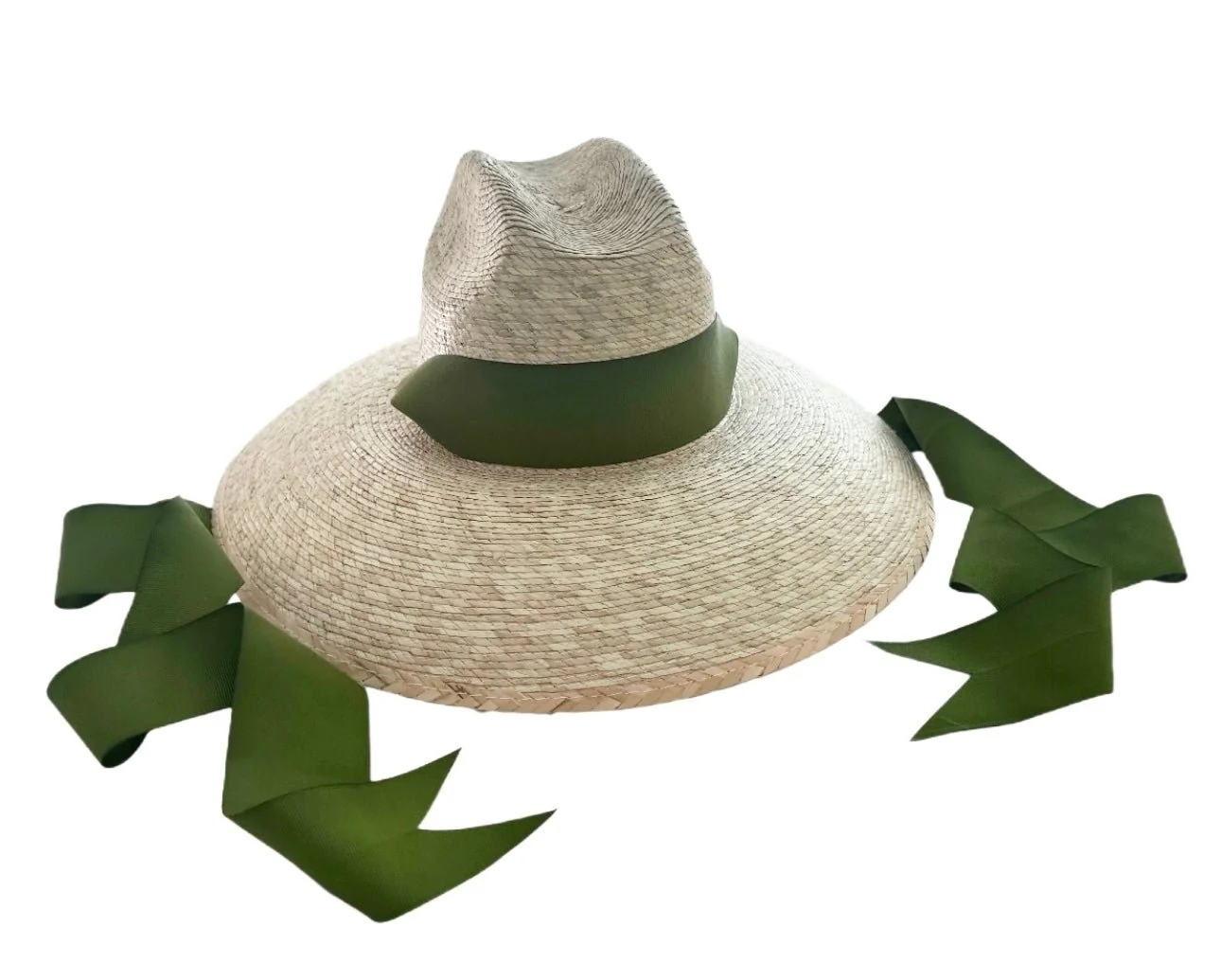 Powerful Hollyhock Sun Hat – Long Olive Green Grosgrain Ribbon Verified
