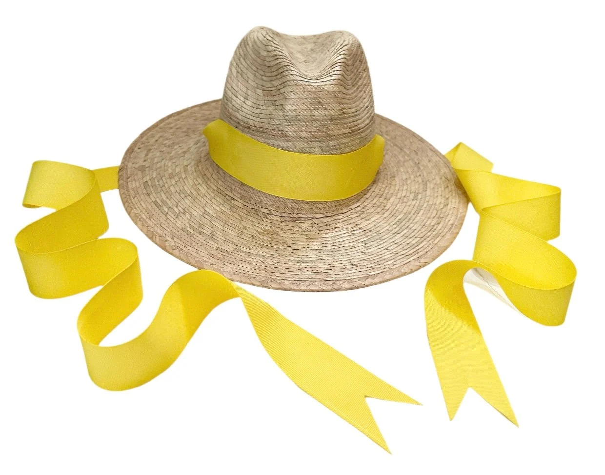 High-Quality Zinnia Sun Hat for Little Girls Age 4-10 – Long Yellow Grosgrain Ribbon Artisan