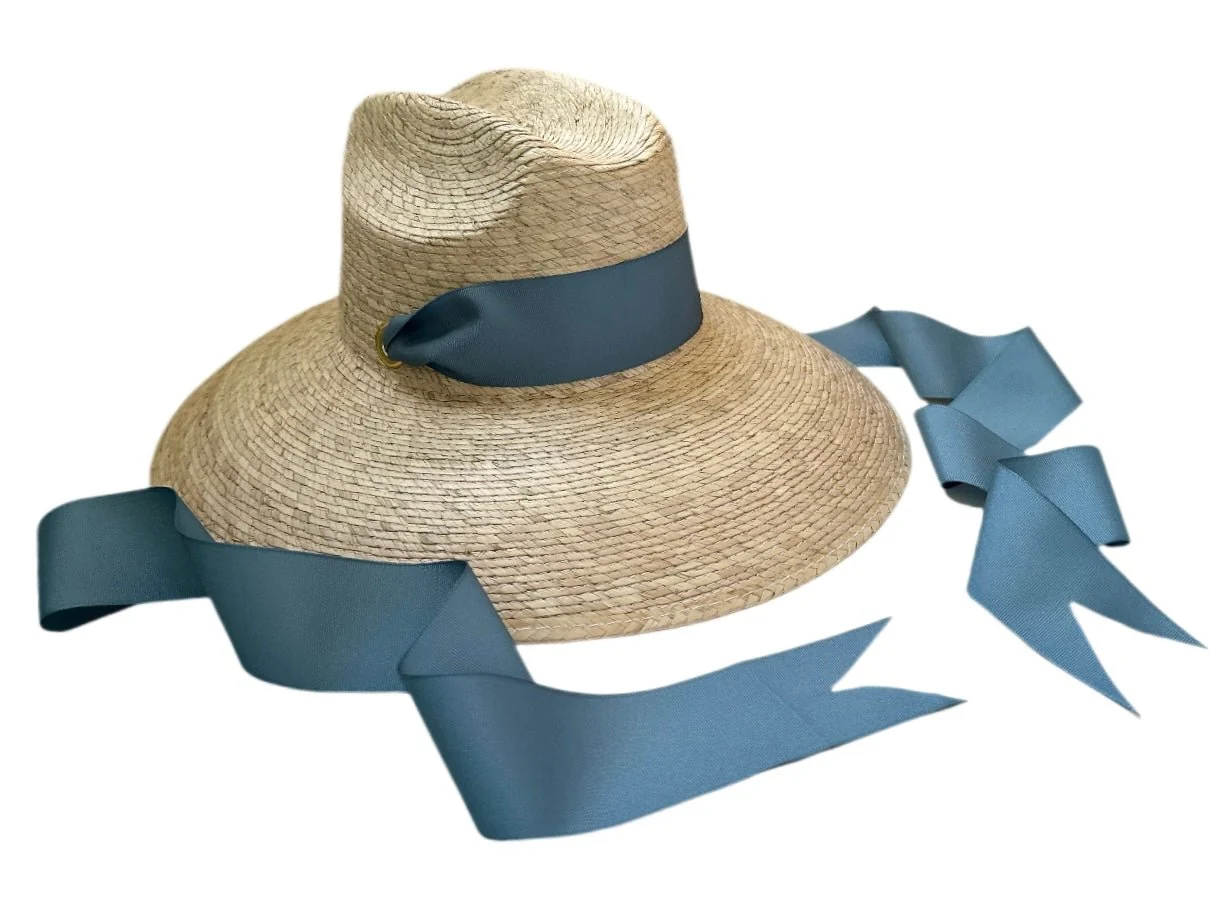 Certified Hollyhock Sun Hat – French Blue Long Grosgrain Ribbon Fine Crafted
