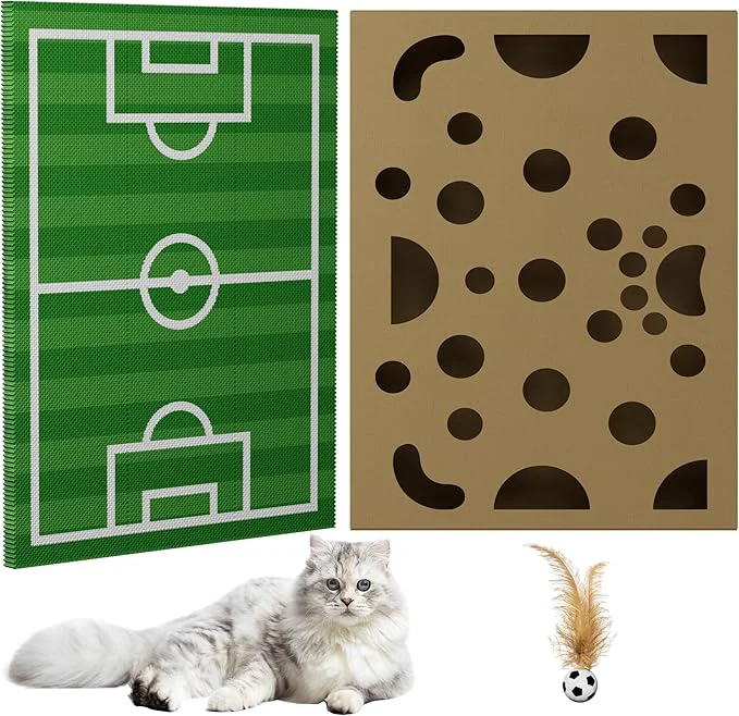 Luxury Cat Scratching Board – Football Sports Field Design with Elastic Ball Hide-and-Seek Holes and Interactive Play Box for Indoor CatsAbout ThisOverview Authentic