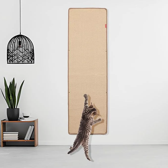 Exclusive 66.93×19.68×0.32 inch Thickened Cat Wall Scratcher Carpet Cat Climbing Wall Durable Cat Wall Furniture Tall Cat Scratching Post Wall Scratchers for Indoor Cats Couch Sofa Protector Brown About ThisOverview Secure