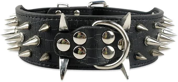 Authentic Serijoars Spiked Studded Dog Collar PU Leather Dog Collar Adjustable Pet Fast