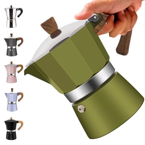 Safe 12 Cup Aluminum Moka Pot Classic Stovetop Espresso Coffee Maker 600ml 20oz Coffeemaker Percolator Mocha Pot Greca Coffee Maker Cafe Makers for Italian and Cuban Café Brewing Green Modern
