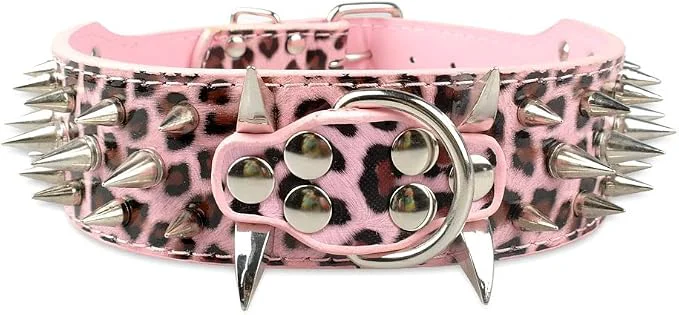 Relaxed Serijoars Spiked Studded Dog Collar PU Leather Dog Collar Adjustable Pet Original Design