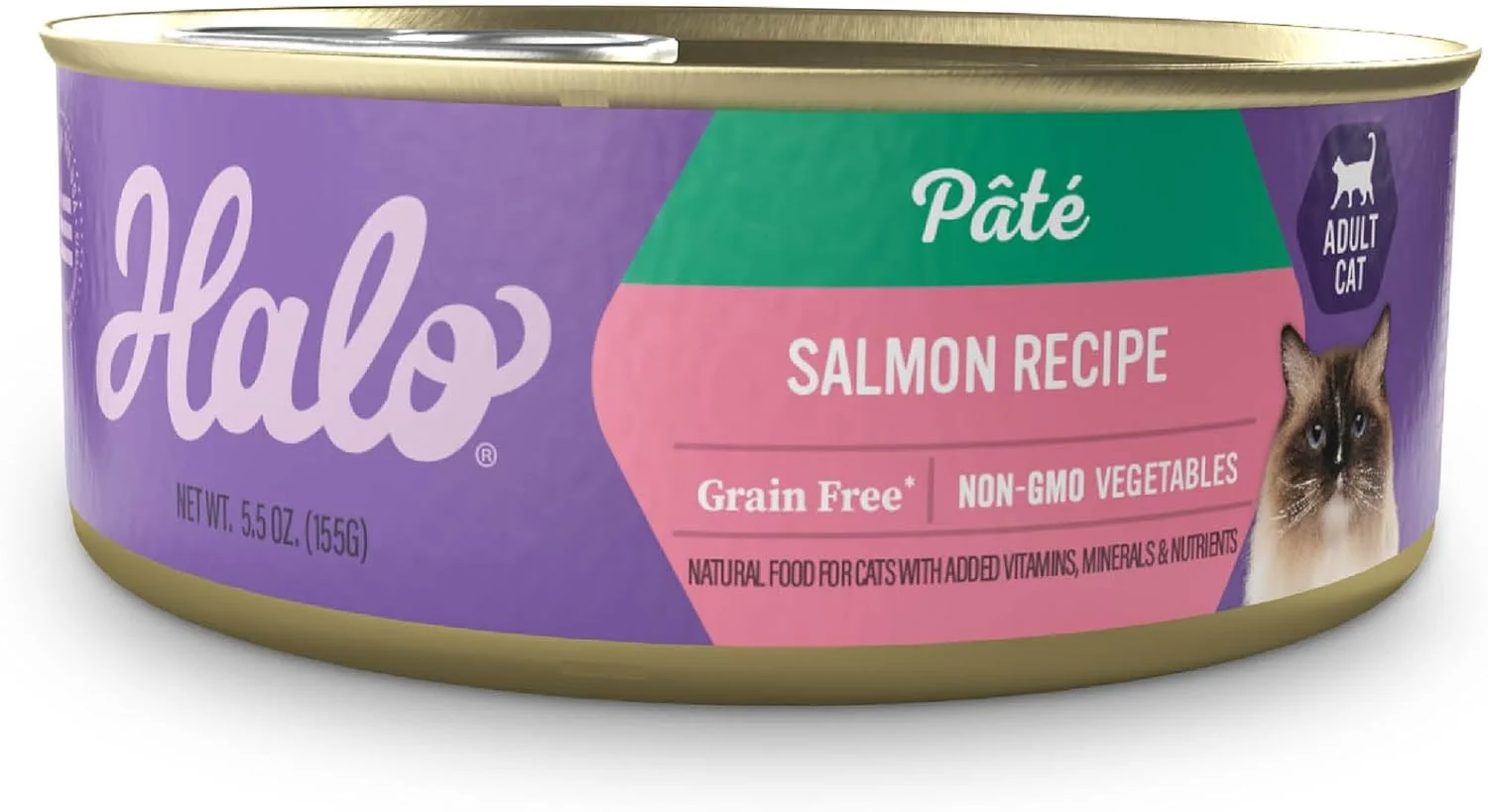 Convenient Halo Purely For Pets Halo Indoor Wet Cat Food Grain Salmon Pate 5.5 Ounce Pack of 12 Genuine