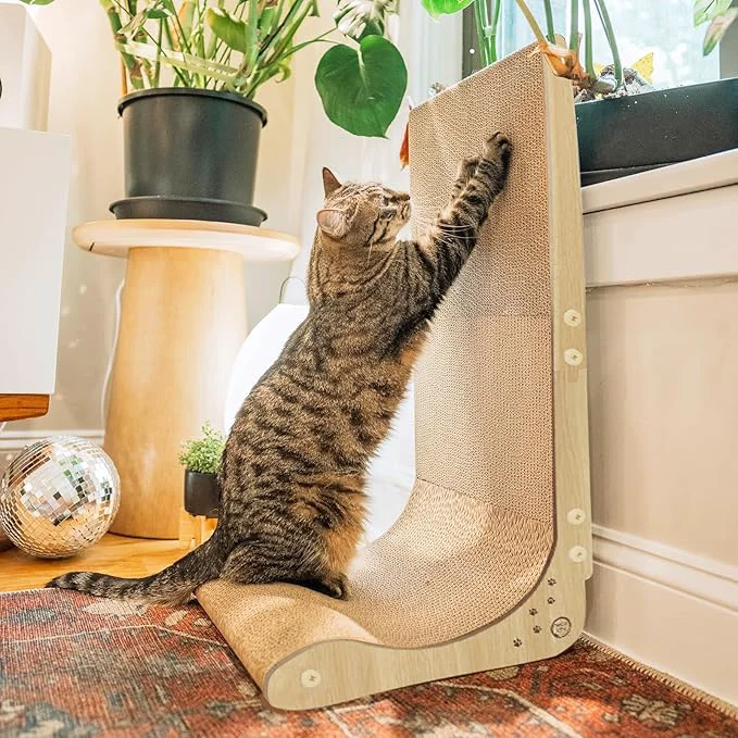 Safe Necoichi Cardboard Cat Scratcher Wall for Indoor Cats – Cat Scratching Board Cat Scratch Pad Lounger with Reversible Usability and Extra Comfort for Lounge Curved Oak Regular About ThisOverview Selected