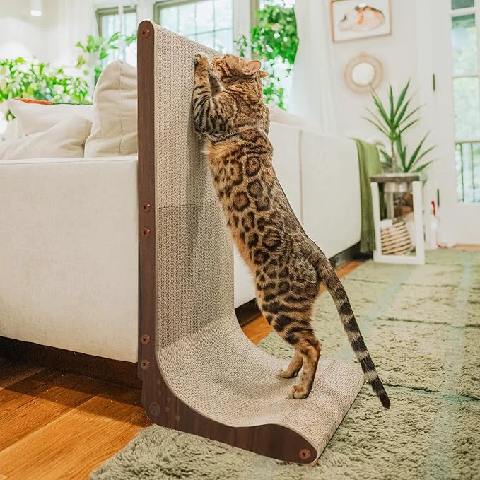 Prestigious Necoichi Cardboard Cat Scratcher Wall for Indoor Cats – Cat Scratching Board Cat Scratch Pad Lounger with Reversible Usability and Extra Comfort for Lounge Curved Dark Cherry Large About ThisOverview Secure
