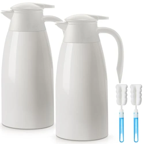 Sustainable 2 Pcs Thermal Coffee Carafe Insulated Stainless Steel Coffee Carafe for Hot Liquid Vacuum Thermal Pot Creamer Pitcher Dispenser with Brushes Keeping Hot Water Milk 2 Count Specialty