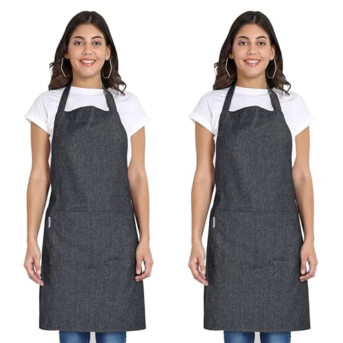 Stylish Chef Apron Recycled Cotton Kitchen Apron with an Adjustable Neck with Long Ties Responsible