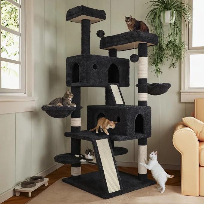 Elegant MUTICOR 66 Inches Multi-Level Large Cat Tree Tower Fashionable