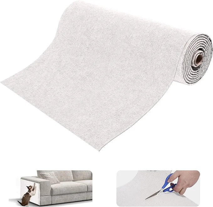 Smooth Uranshin Trimmable Cat Scratch Mat pad Self-Adhesive Cat Scratching Post Carpet Covered 78.7 x15.8 Cat Tree Shelves Parts cat Furniture Protector for Couch Wall Beige About ThisOverview Reliable