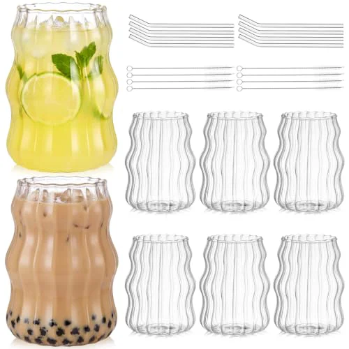 Pure 8 Pcs Ribbed Glass Cups 24 Count Quality
