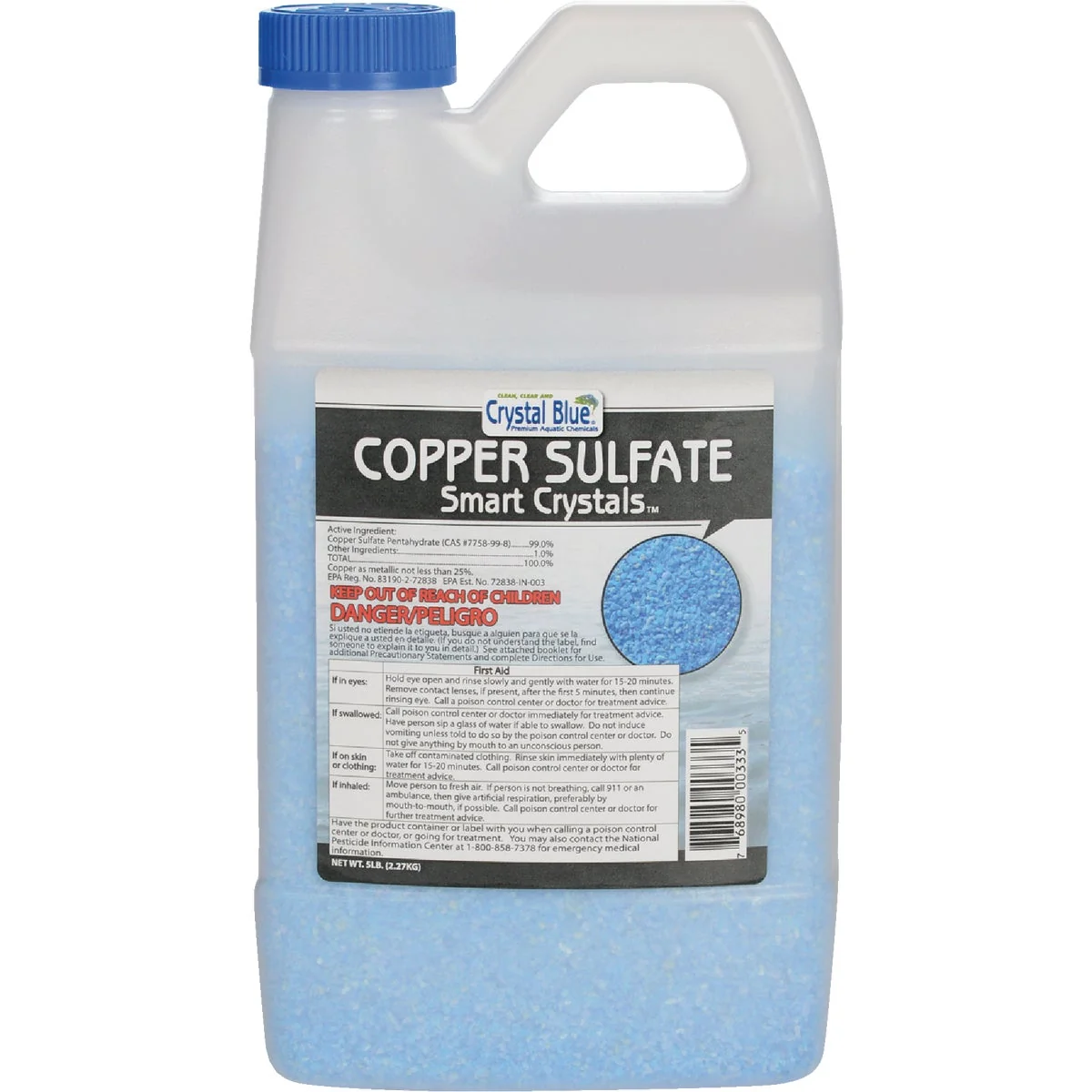 Trendy Crystal Blue 5 Lb. Copper Sulfate Smart Crystals 1-Acre Coverage Area Moss Algae Killer Green