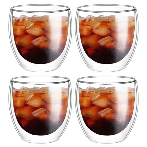 Carefully Designed 5.5oz Glass Coffee Mugs Set of 4 4 Count Certified